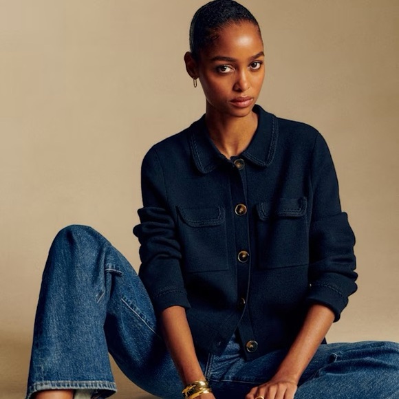 Sezane Sweaters - Sézane Betty Cardigan in Navy Crochet Size M